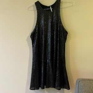 Free People Black Sequin Tank Dress